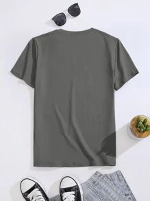 SHEIN Unity Number And Letter Graphic Tee - Dark Grey - View 2