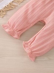 Bebé Jumpsuit ribete con fruncido con lazo delantero de manga con volante - Rosa - Ver 4
