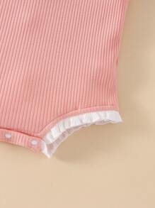 Conjunto De 3 Piezas De Mono De Bebé Con Ribete De Volantes En Contraste - Multicolor - Ver 3