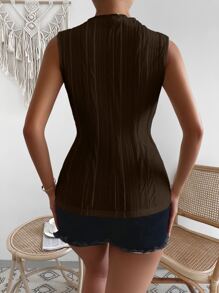 SHEIN Privé Top tank ajustado con textura - Marrón - Ver 2