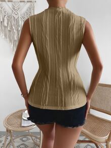 Chiquease Slim Fit Textured Tank Top - Khaki - View 2