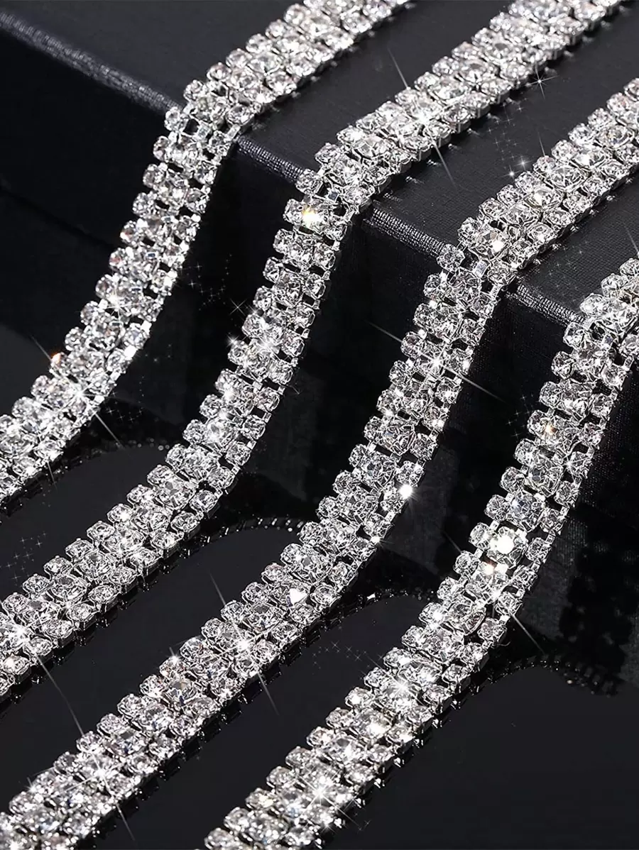 1個或2個-1個尺寸3行銀製白色鑽石鏈,寬度0.9cm - 銀色 - 查看 1