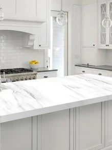 1pc Marble Print Wall Paper, Modern PVC Marble Pattern Wall Adhesive Roll For Home Decoration - White - View 5