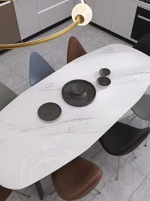 1pc Marble Print Wall Paper, Modern PVC Marble Pattern Wall Adhesive Roll For Home Decoration - White - View 6