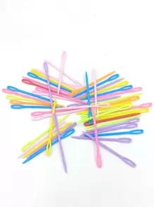 50pcs/74pcs Random Color Plastic Sewing Needles, 5.5cm/9cm DIY Hand Stitching - Multicolor - View 8