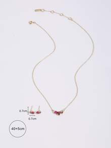 3pcs Cubic Zirconia Decor Jewelry Set - Yellow Gold - View 3