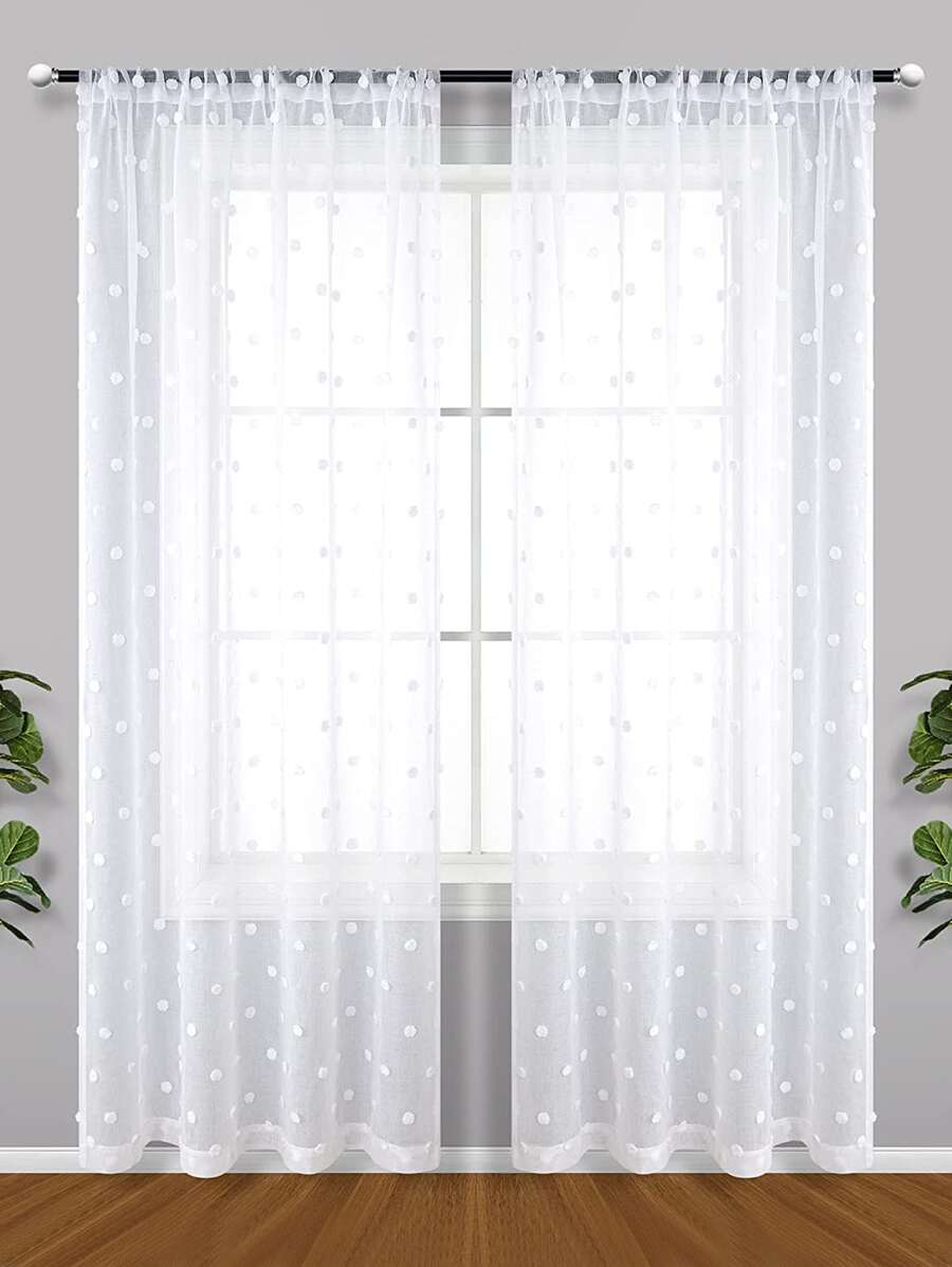 Rèm đơn bảng điều chỉnh Dot Tufted - trắng - Xem 1