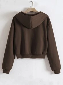 INAWLY Sudadera corta con capucha con cremallera, hombros caídos, cordón ajustable y forro térmico, tops de manga larga