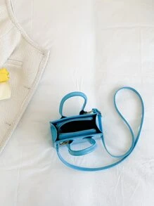 Túi xách da bóng thời trang mini cho nữ, có dây đeo vai có thể tháo rời, dùng cho nhiều mục đích khác nhau trong ngày lễ tình nhân - Màu xanh lam - Xem 8