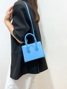 Túi xách da bóng thời trang mini cho nữ, có dây đeo vai có thể tháo rời, dùng cho nhiều mục đích khác nhau trong ngày lễ tình nhân - Màu xanh lam - Xem 10