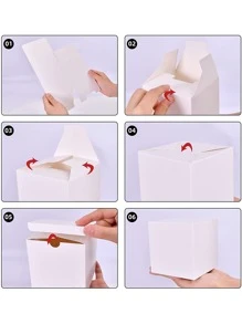 5入組帶絲帶白色禮品盒節日禮品包裝派對裝飾禮品裝飾盒收納盒 - 白色 - 查看 3