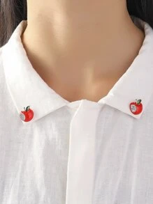 2 piezas Broche con diseño de diamante de imitación manzana - Multicolor - Ver 1