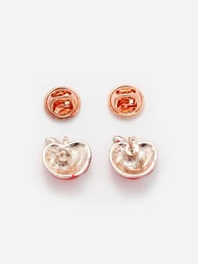 2 piezas Broche con diseño de diamante de imitación manzana - Multicolor - Ver 2