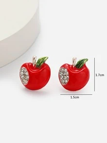 2 piezas Broche con diseño de diamante de imitación manzana - Multicolor - Ver 3