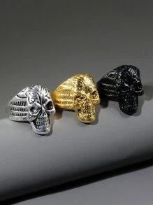 Bộ 3 nhẫn hình đầu lâu phong cách Punk dành cho nam giới - Nhiều màu - Xem 1