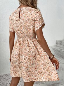 Breezaya Đầm Dải chun Họa tiết hoa Boho - Nhiều màu - Xem 2