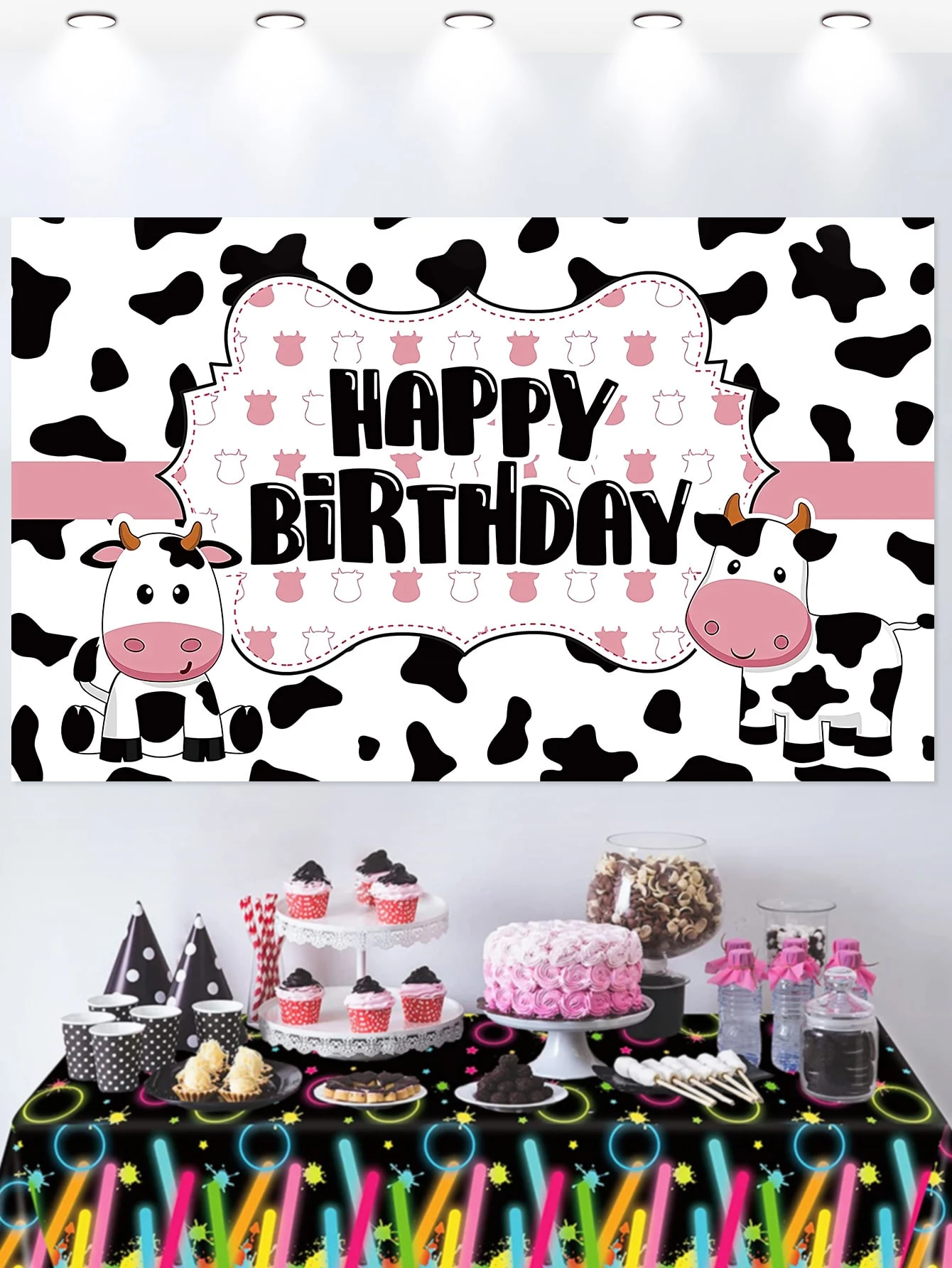 1 Piece Tissu De Fond Lettre A Motif De Vache Anniversaire Decoratif Mode En Ligne Shein France