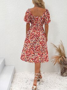 Breezaya Đầm Cắt ra xoắn lại Hoa Tất cả trên in Boho - Nhiều màu - Xem 2