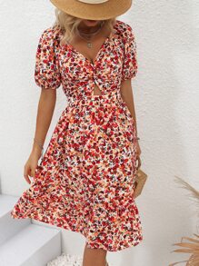 Breezaya Đầm Cắt ra xoắn lại Hoa Tất cả trên in Boho - Nhiều màu - Xem 4