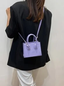 Bolso de mano multifuncional de mujer de mini tamaño, de poliuretano con efecto láser, para usar en el hombro, cruzado y de mano - Morado - Ver 2
