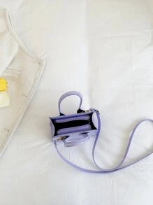 Bolso de mano multifuncional de mujer de mini tamaño, de poliuretano con efecto láser, para usar en el hombro, cruzado y de mano - Morado - Ver 5