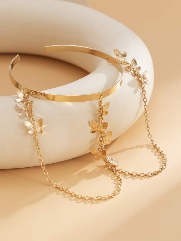 Butterfly & Chain Charm Arm Cuff SHEIN USA
