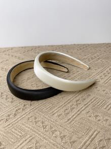 2pcs Simple Casual Daily Minimalist Wide Headband Suitable for Daily Outings, Dating Wear - Multicolor - View 2