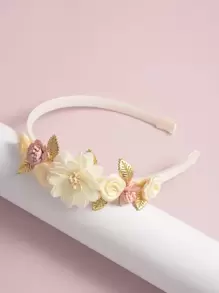 花裝飾用品髮箍是合適適用於日常旅行,約會和度假 - 米色 - 查看 2