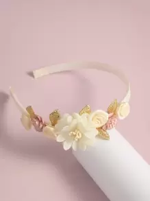 花裝飾用品髮箍是合適適用於日常旅行,約會和度假 - 米色 - 查看 3