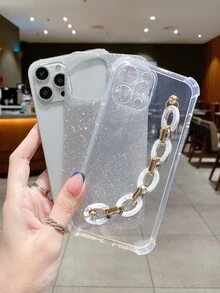 Funda de celular transparente con cadena con tira de mano & brillante papel - Multicolor - Ver 4