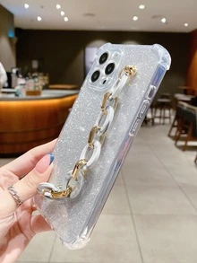 Funda de celular transparente con cadena con tira de mano & brillante papel - Multicolor - Ver 5