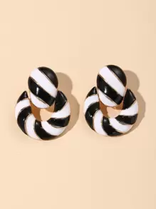 Color Block Round Drop Earrings