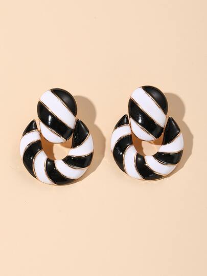 Color Block Round Drop Earrings