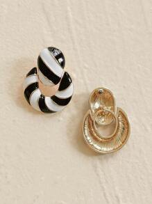 Color Block Round Drop Earrings