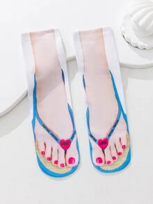 Calcetines de tripulación con estampado de pies - Multicolor - Ver 2