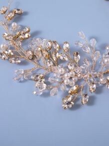 Băng cài tóc cô dâu trang trí bằng ngọc trai Rhinestone & Faux - Vàng - Xem 4
