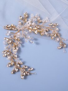 Băng cài tóc cô dâu trang trí bằng ngọc trai Rhinestone & Faux - Vàng - Xem 5