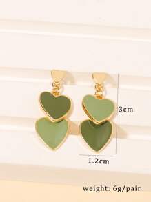 Hoa tai thả trang trí trái tim - màu xanh lá - Xem 4