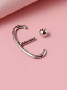 1入組極簡風格耳釘 - 銀色 - 查看 2