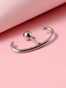 1入組極簡風格耳釘 - 銀色 - 查看 3