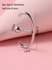 1入組極簡風格耳釘 - 銀色 - 查看 4