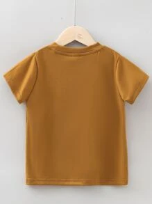 SHEIN Young Boy Solid Short Sleeve Tee - Brown - View 2