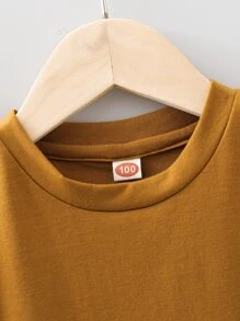 SHEIN Young Boy Solid Short Sleeve Tee - Brown - View 5