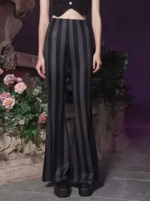 ROMWE Goth Pantalones acampanados de rayas - Multicolor - Ver 1