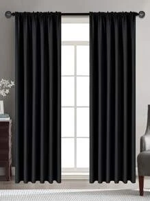 Rèm bảng đơn màu đồng nhất - màu đen - Xem 1