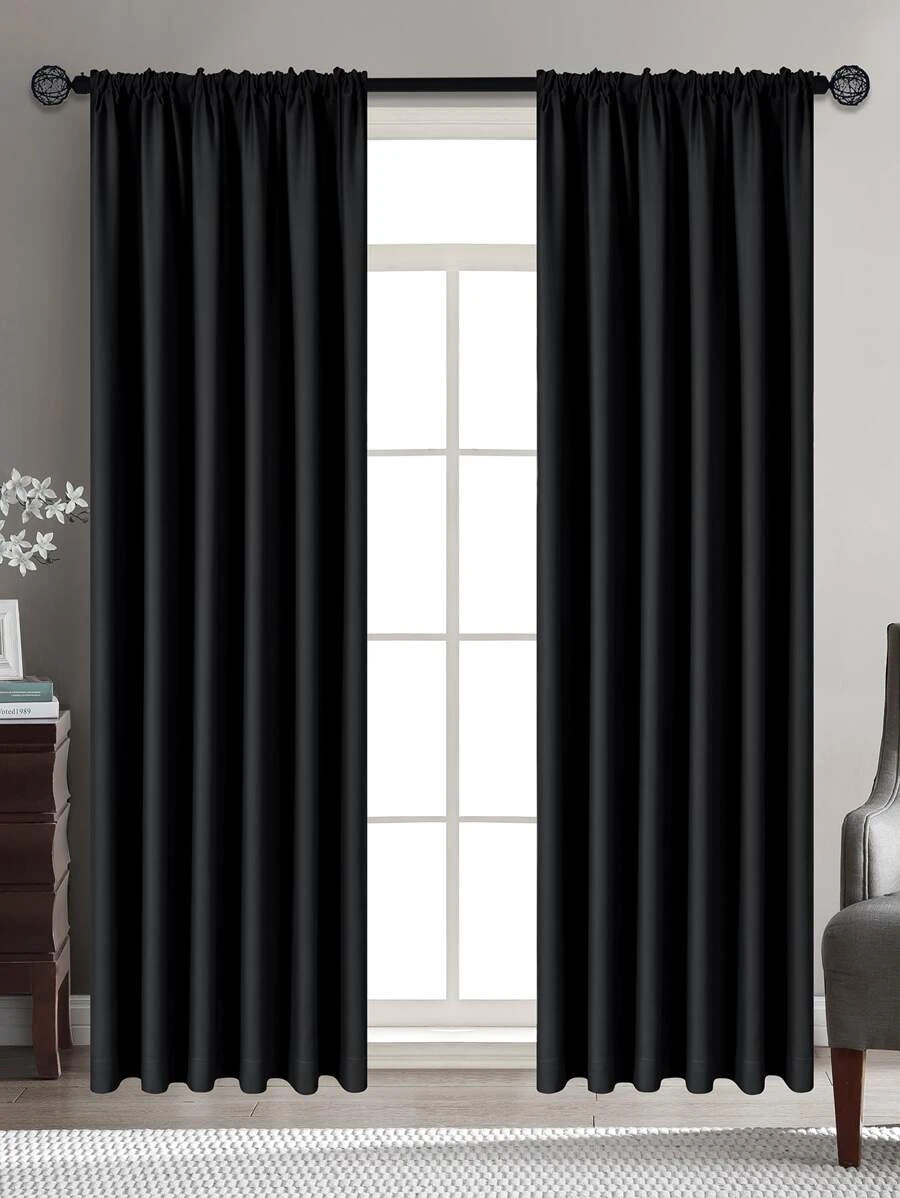 Rèm bảng đơn màu đồng nhất - màu đen - Xem 1