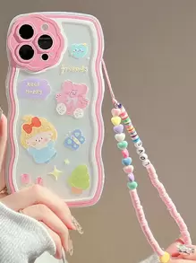 粉色Gucadi單鏡頭花形掛繩，適用於蘋果手機殼，支援iPhone 11，iPhone 13，iPhone 14 Pro Max - 彩色 - 查看 1