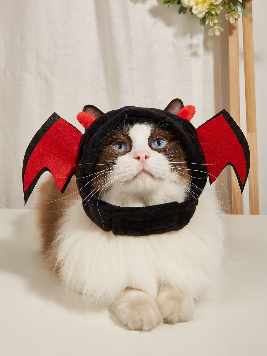 蝙蝠設計寵物頭飾 - 黑色 - 查看 1