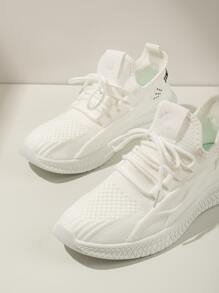 Women Breathable Lace-Up Front Running Shoes, Sporty Outdoor Sneakers