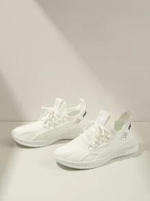 Women Breathable Lace-Up Front Running Shoes, Sporty Outdoor Sneakers